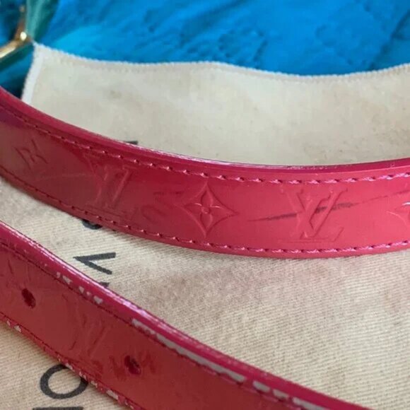 READ DESCR Louis Vuitton Red Monogram Belt w/ Dust Bag Size 36 USED WORN OUT! - Picture 2 of 11